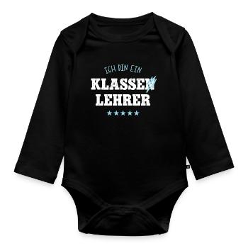 Klassenlehrer Schule Spruch Abschied Bester Lehrer - Baby Bio-Langarm-Body - Schwarz - Vorne
