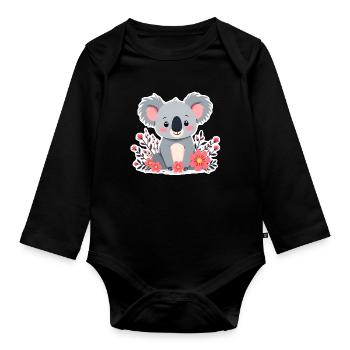 Koala - Body Bébé bio manches longues - noir - Devant