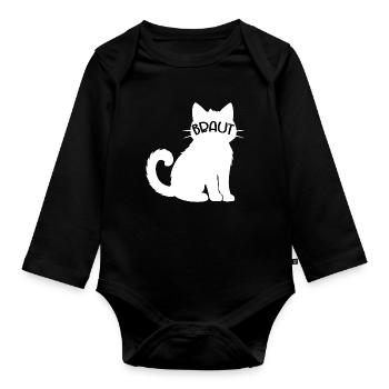 Hochzeit Katzen Braut - Baby Bio-Langarm-Body - Schwarz - Vorne