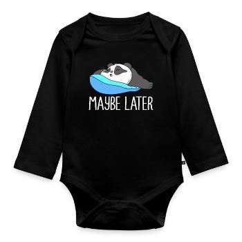 Faul Prokrastination Faulenzer Faulheit - Baby Bio-Langarm-Body - Schwarz - Vorne