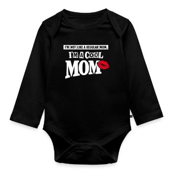 Cool Mom Shirt – Funny Kiss Mothers Day Gift - Organic Longsleeve Baby Bodysuit - black - Front