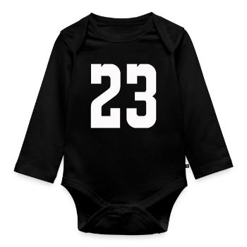 23 - Organic Longsleeve Baby Bodysuit - black - Front
