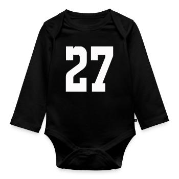 Ziffern 27 Kontrast-Design - Baby Bio-Langarm-Body - Schwarz - Vorne