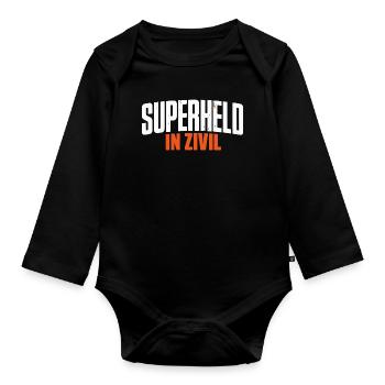 Superheld In Zivil Superhero Superhelden Kostüm - Baby Bio-Langarm-Body - Schwarz - Vorne