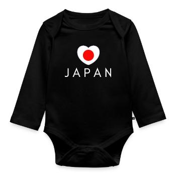 Cœur du drapeau du Japon, j’aime le Japon - Body Bébé bio manches longues - noir - Devant