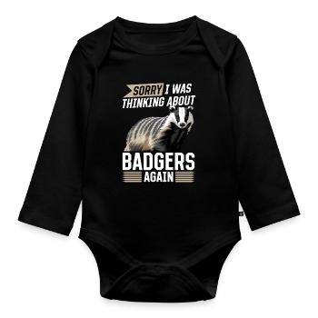 Funny Animal Badger - Baby Bio-Langarm-Body - Schwarz - Vorne