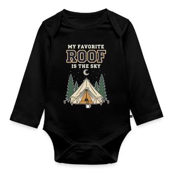 Camping My Favorite Roof Is The Sky Tente Nature - Body Bébé bio manches longues - noir - Devant