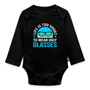 Optician Ophthalmologist Optics - Organic Longsleeve Baby Bodysuit - black - Front