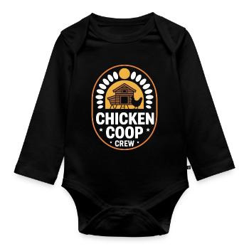 Chicken Coop Crew Hühnerhalter Huhn - Baby Bio-Langarm-Body - Schwarz - Vorne