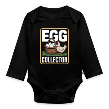 Eggs Collector Hühnerhalter Huhn - Baby Bio-Langarm-Body - Schwarz - Vorne