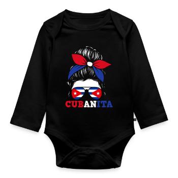 Cuba Pride & Home - Design du drapeau de Cuba - Body Bébé bio manches longues - noir - Devant