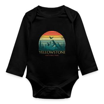 Yellowstone National Park - Organic Longsleeve Baby Bodysuit - black - Front