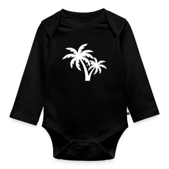 Plage symbole de Palm Tree - Body Bébé bio manches longues - noir - Devant