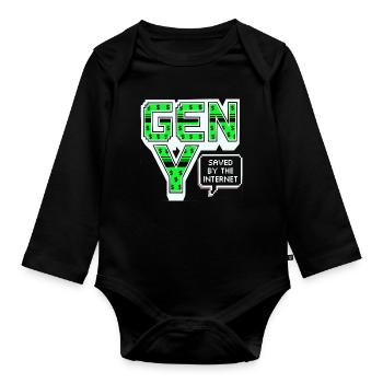 Generation Y, gen Y , Millennials Shirt, Hoodie - Baby Bio-Langarm-Body - Schwarz - Vorne