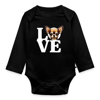 LOVE Chihuahua Dog Dog Lover Funny - Organic Longsleeve Baby Bodysuit - black - Front