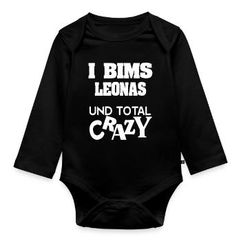 Leonas en fou - Body Bébé bio manches longues - noir - Devant
