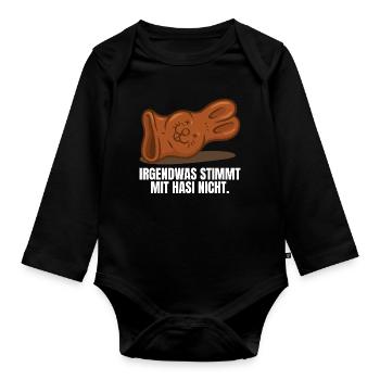Schokoladenhase Ostern - Baby Bio-Langarm-Body - Schwarz - Vorne