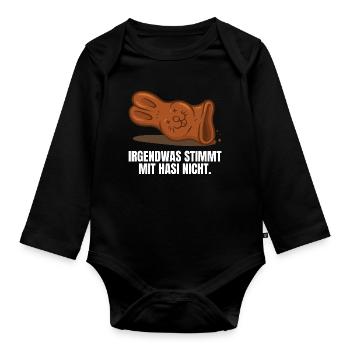 Schokoladenhase Ostern - Baby Bio-Langarm-Body - Schwarz - Vorne
