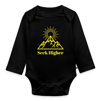Seek Higher Summit Glow - Organic Longsleeve Baby Bodysuit - black - Front