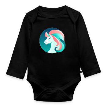 Neon Unicorn Dream Image - Organic Longsleeve Baby Bodysuit - black - Front