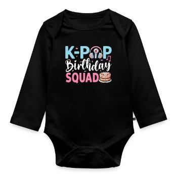 Équipe d’anniversaire K-Pop - Body Bébé bio manches longues - noir - Devant