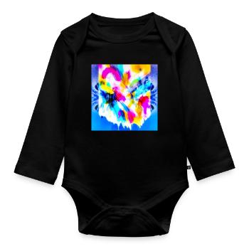 Explosion of colour in watercolour - Organic Longsleeve Baby Bodysuit - black - Front