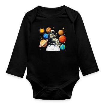 Astronaut Gaming Gaming Space Gamer - Organic Longsleeve Baby Bodysuit - black - Front