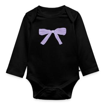 Ruban lavande - Body Bébé bio manches longues - noir - Devant