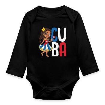 Cuba Pride & Home - Design du drapeau de Cuba - Body Bébé bio manches longues - noir - Devant