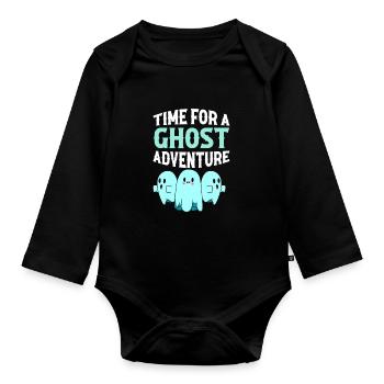 ghost witching hour ghosts paranormal - Organic Longsleeve Baby Bodysuit - black - Front