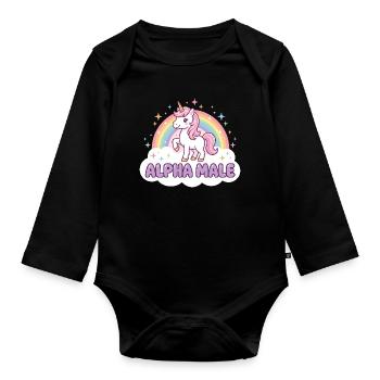 Lustiges Einhorn Shirt für Humor Fans - Baby Bio-Langarm-Body - Schwarz - Vorne