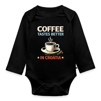Le café a meilleur goût en Croatie - Body Bébé bio manches longues - noir - Devant
