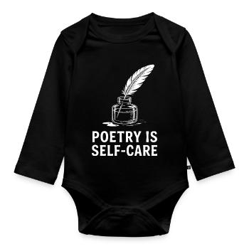 Poetry as Self-Care - Organic Longsleeve Baby Bodysuit - black - Front