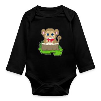 Monkey Poker Poker Card Game - Organic Longsleeve Baby Bodysuit - black - Front