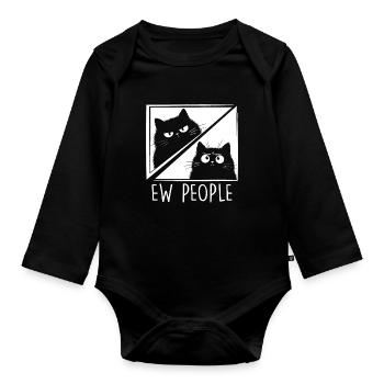 Beurk, les gens, amoureux des chats, humour félin, antisocial. - Body Bébé bio manches longues - noir - Devant