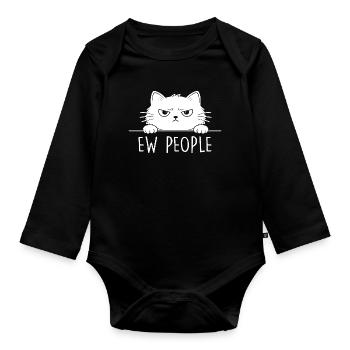 Beurk, les gens, amoureux des chats, humour félin, antisocial. - Body Bébé bio manches longues - noir - Devant