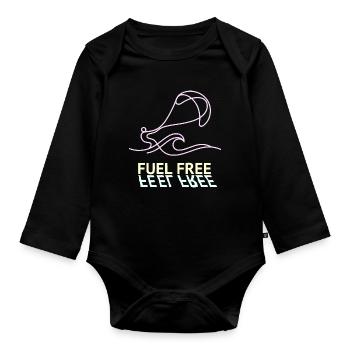 Kite Fuel Free, Feel Free Shirt, Hoodie, Cap, Mug - Baby Bio-Langarm-Body - Schwarz - Vorne