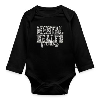 Chemise fleurie Mental Health Matters – Santé mentale - Body Bébé bio manches longues - noir - Devant
