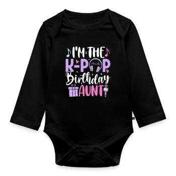 Je suis la sœur d’anniversaire de K Pop - Body Bébé bio manches longues - noir - Devant