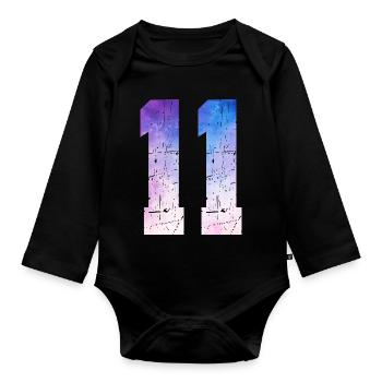 Issue 11 – 11th Anniversary Gift - Organic Longsleeve Baby Bodysuit - black - Front
