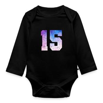 Issue 15 – 15th Anniversary Gift - Organic Longsleeve Baby Bodysuit - black - Front