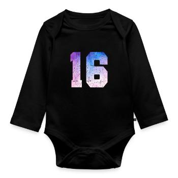 Ausgabe 16 – 16. Jubiläumsgeschenk - Baby Bio-Langarm-Body - Schwarz - Vorne