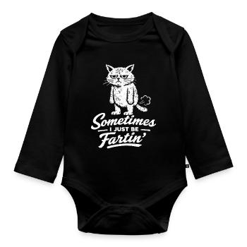 Parfois, je suis juste un chat qui pète ( - Body Bébé bio manches longues - noir - Devant