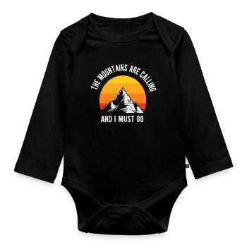 Mountains Are Calling Sunset Peak - Organic Longsleeve Baby Bodysuit - black - Front