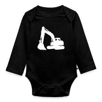 Silhouette d’excavatrice pour la conception de bâtiments - Body Bébé bio manches longues - noir - Devant