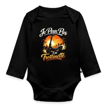 Je peux pas j'ai trottinette - Body Bébé bio manches longues - noir - Devant