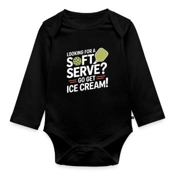 Pickleball Spieler Looking For Soft Serve Dinking - Baby Bio-Langarm-Body - Schwarz - Vorne