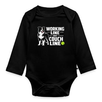 Working line instead of sofa | Border Collie - Organic Longsleeve Baby Bodysuit - black - Front
