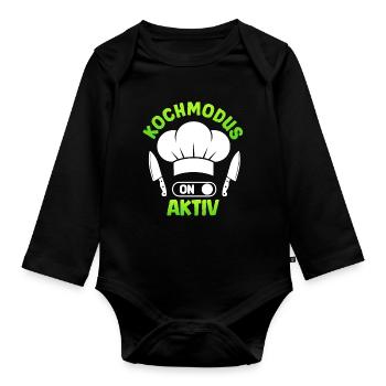 Küchenchef KOCHMODUS AKTIVIERT Lustiges - Baby Bio-Langarm-Body - Schwarz - Vorne