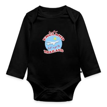 Goodbye England-Lets Go To Thailand - Organic Longsleeve Baby Bodysuit - black - Front
